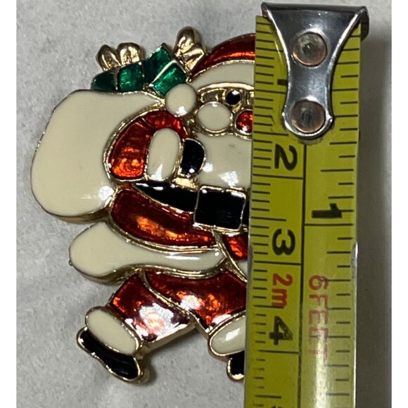 Santa Claus Enamel Vintage Brooch Pin - Picture 4 of 5